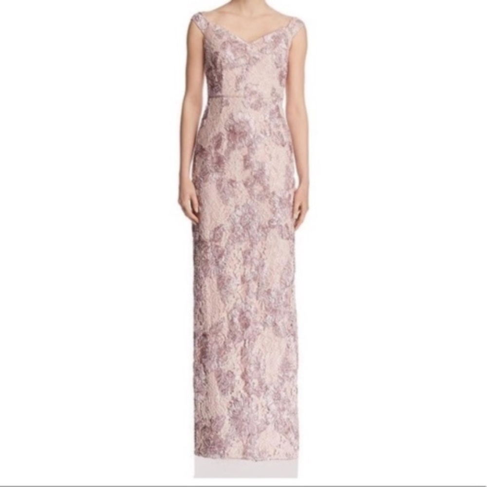 Aidan Mattox off-the-shoulder evening dress